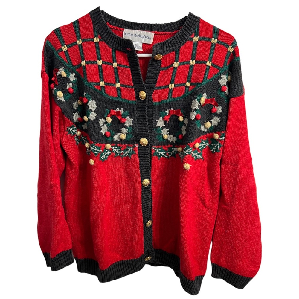 Vintage 90's Ugly Christmas Cardigan Sweater Norton McNaughton
